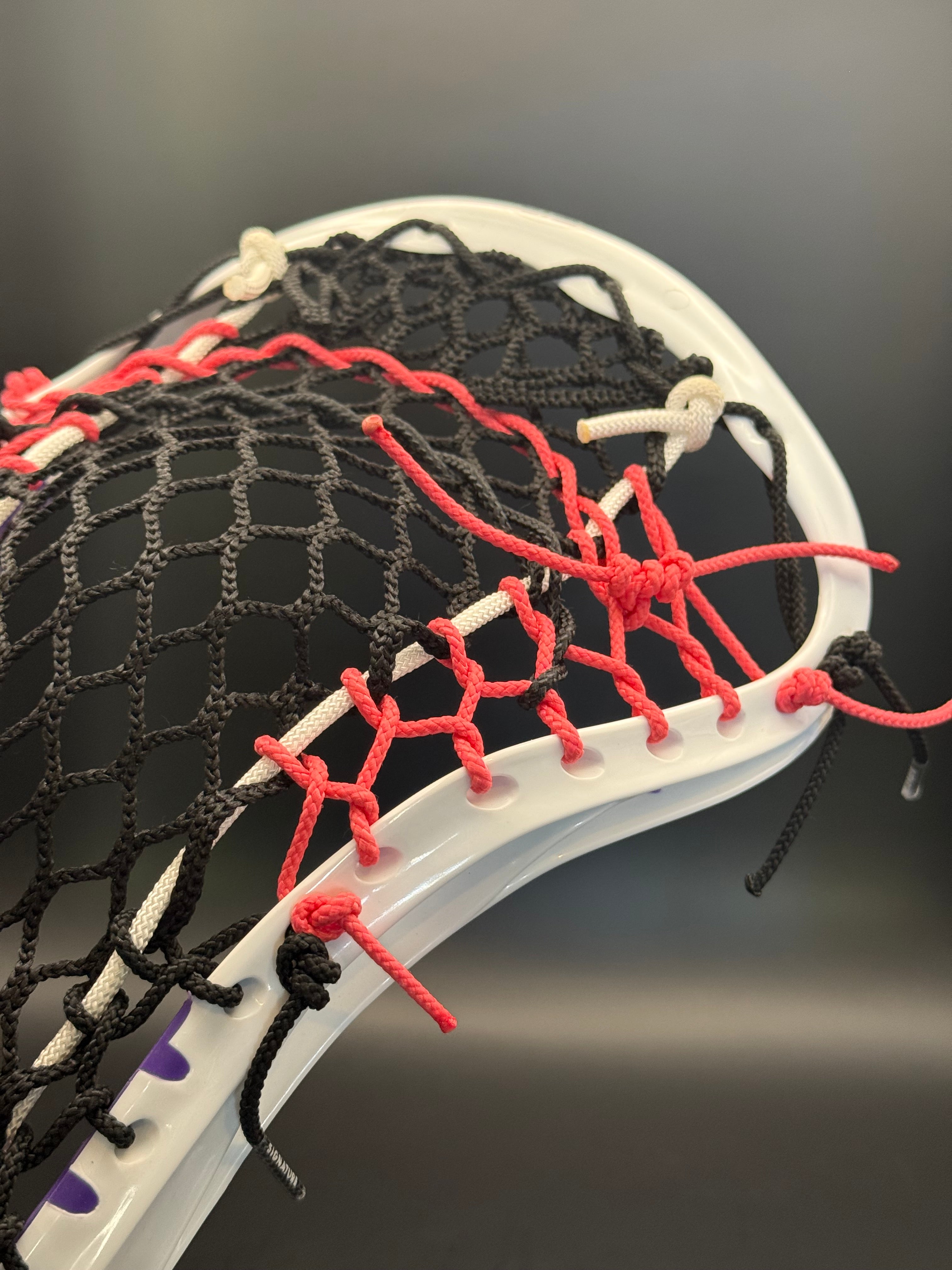 STX ATTAK — Girls | New — Older Model | Black Mesh / Black, White & Pink Strings
