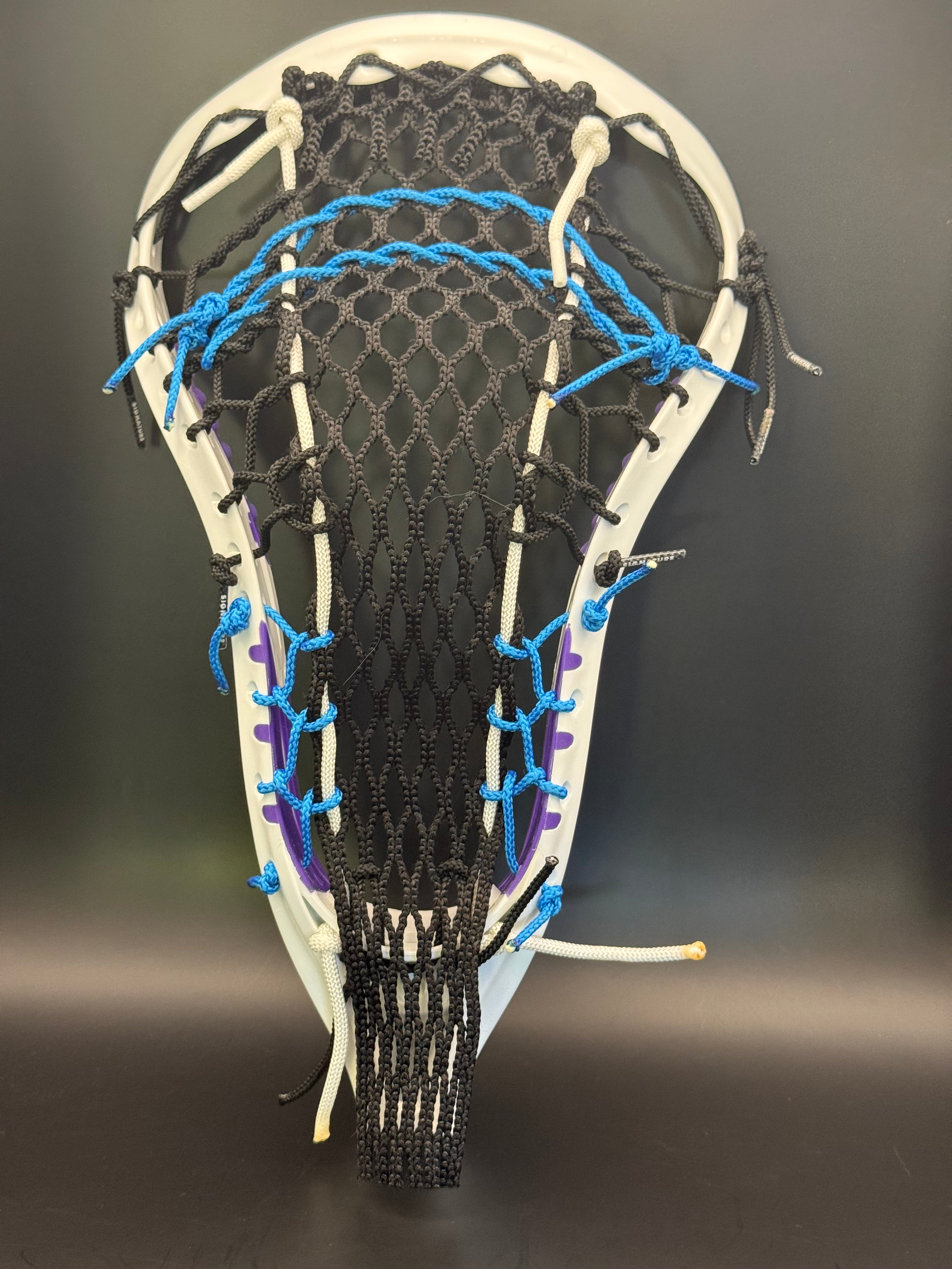 STX ATTAK — Girls | New — Older Model | Black Mesh / Black, White & Neon Blue Strings