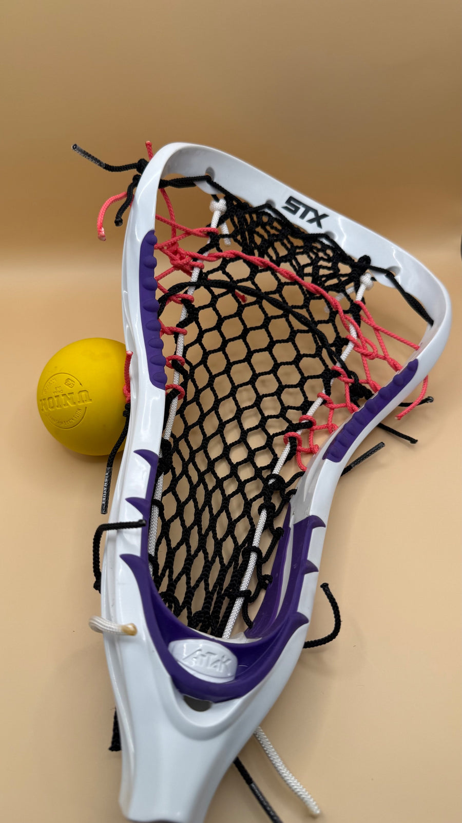 STX ATTAK girls lacrosse head, white mesh, black strings